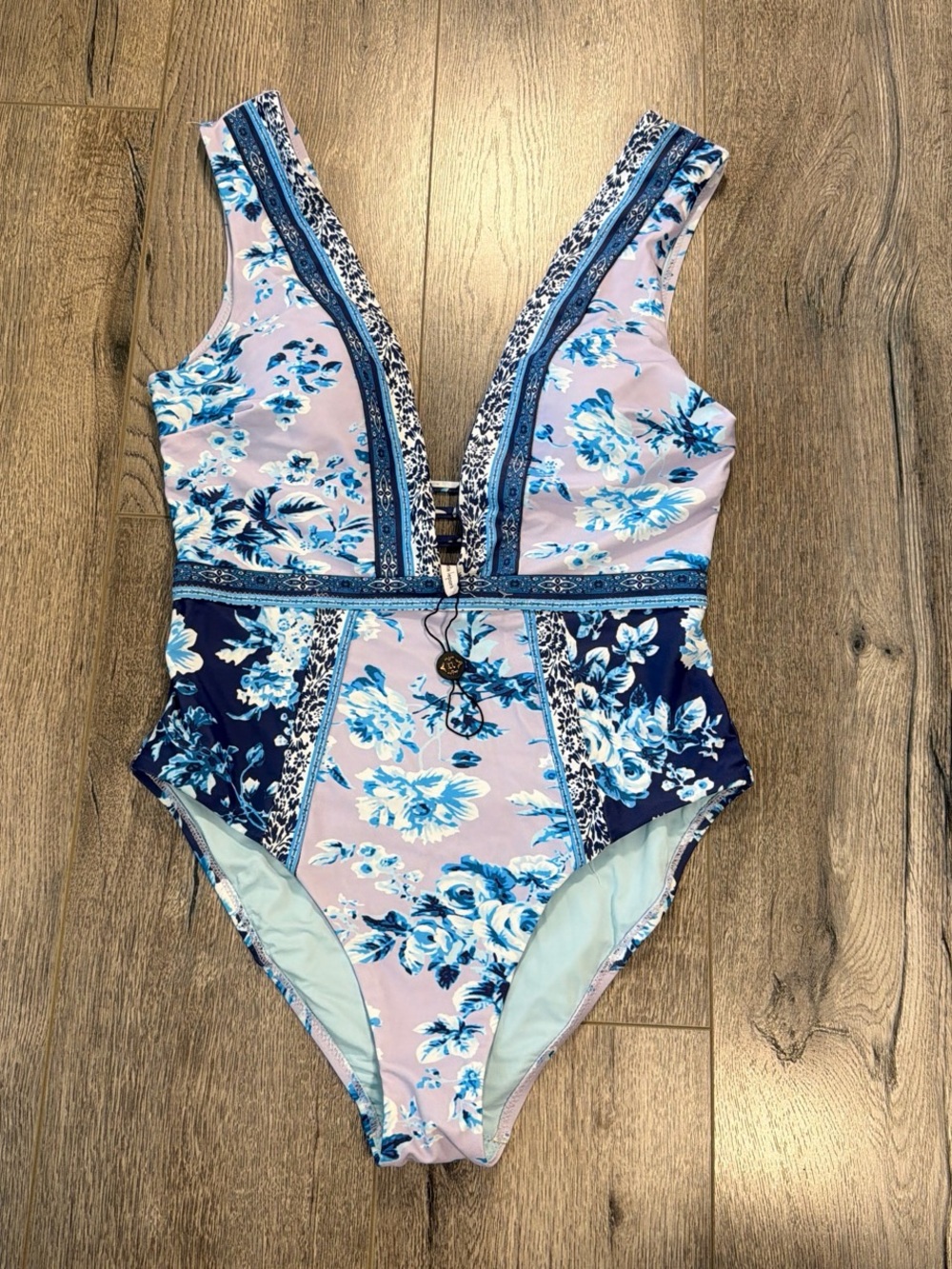 Nanette Lepore Blue & Lilac Floral One-Piece Swimsuit